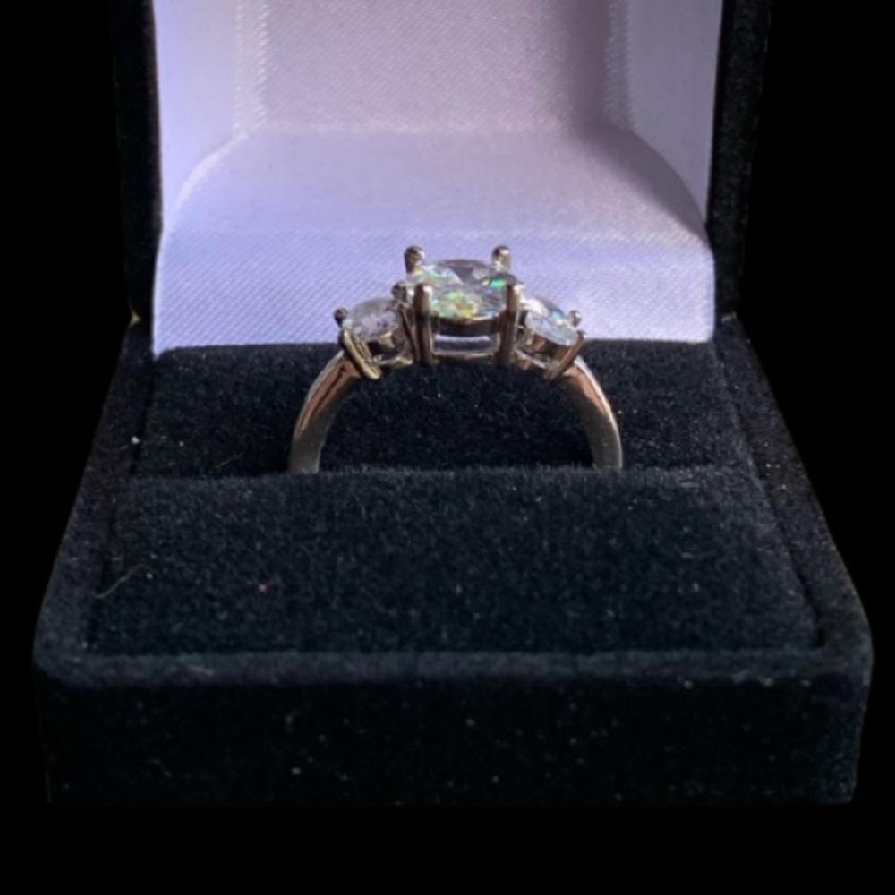 STERLING SILVER 3 OVAL STONE RING - Picture 8 of 10